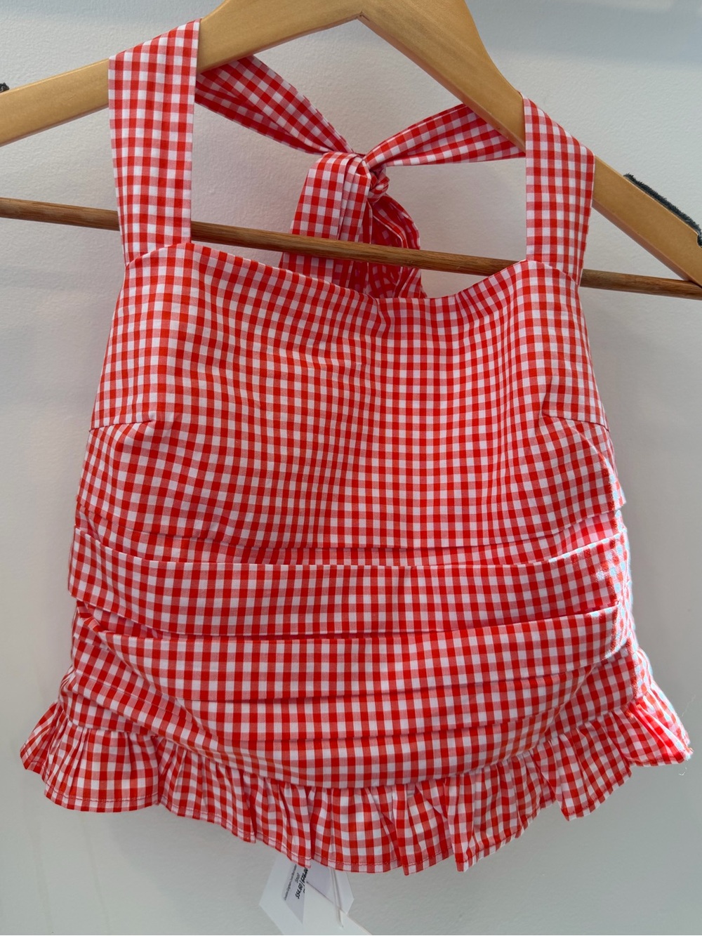 Coraline Gingham Coral Red Halter Top